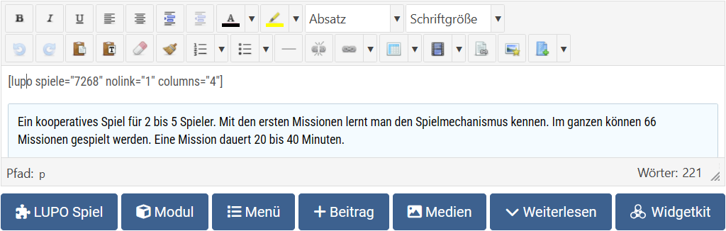 Shortcode Beispiel