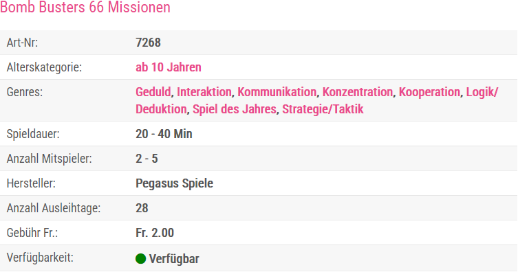 Spiel Tabelle Ansicht